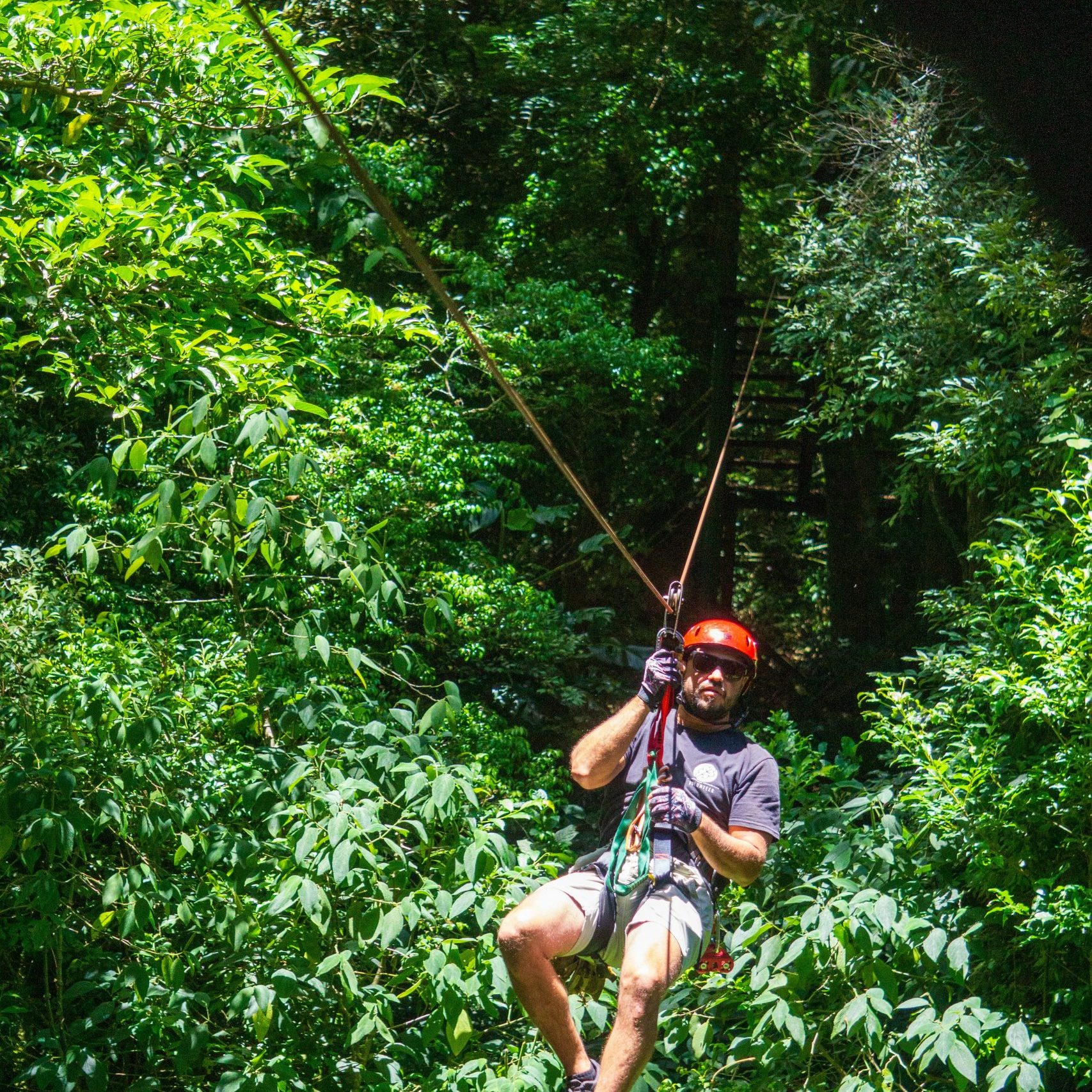 A man in a canopy, great outdoor activity